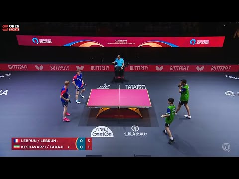 مسابقه دوبل پینگ پنگ بنیامین فرجی و امیرمهدی کشاورزی در برابر برادران لیبران / قهرمانی پینگ پنگ جهان 2025