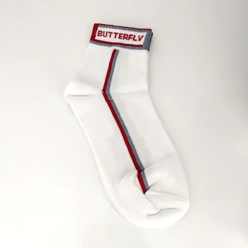 جوراب پینگ پنگ فری سایز باترفلای سفید خط دار طوسی-قرمز
